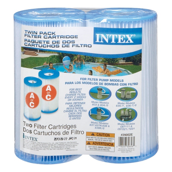Intex Recreation Intex Krystal Clear Pool Filter Cartridge 8 in. H X 4.25 in. W X 4.25 in. L, PK2 29002E - main